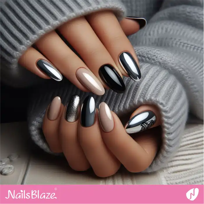 Glossy Platinum Chrome and Pink Nails | Chrome Nails - NB4007